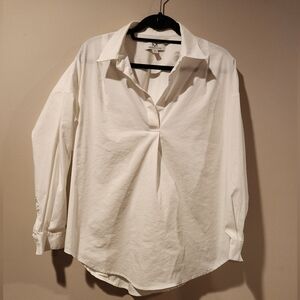 MAGASCHONI Blouse white Drop Shoulder V Neckline Size Large Long Sleeve